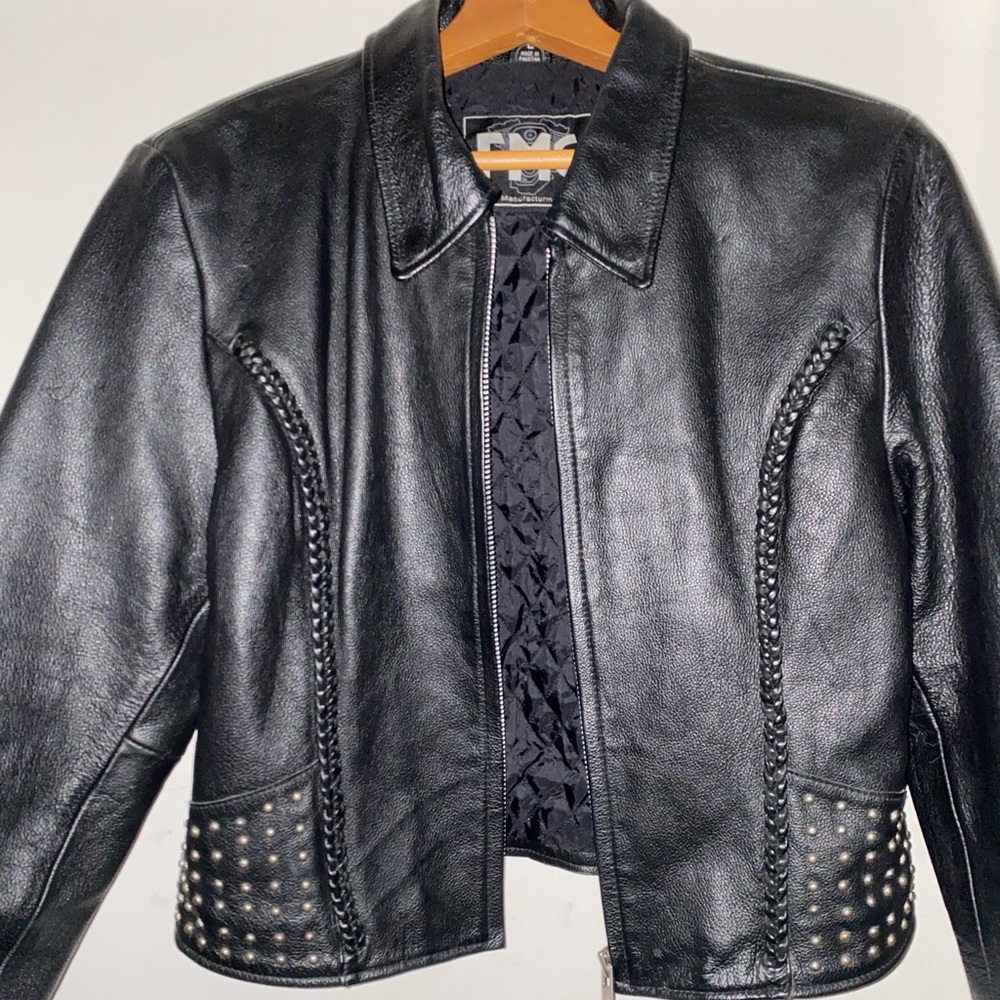 Full grain leather studded jacket